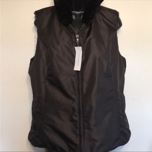 Liz Claiborne Brown Reversible Vest - Picture 2 of 4